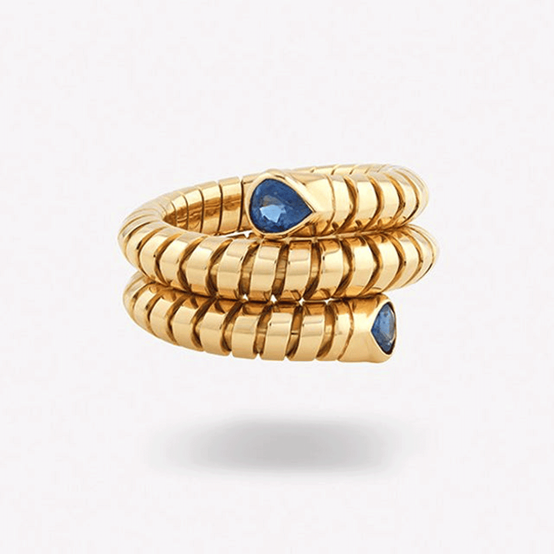 Marina B Trisola 18k Yellow Gold Blue Sapphire Ring