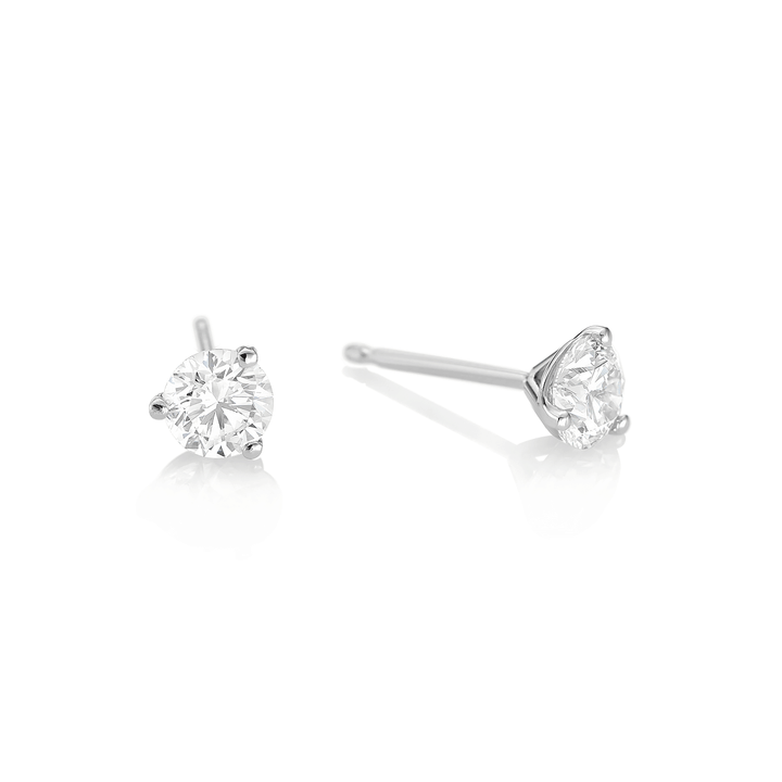 Classic 18k Gold and 1.00 Total Weight Diamond Studs