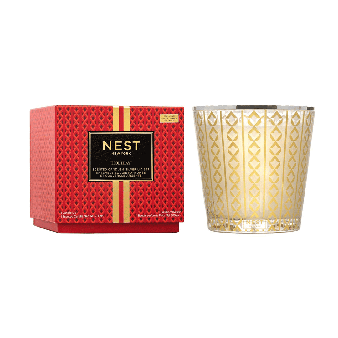 Nest New York Holiday 3-Wick Candle & Silver Lid Set