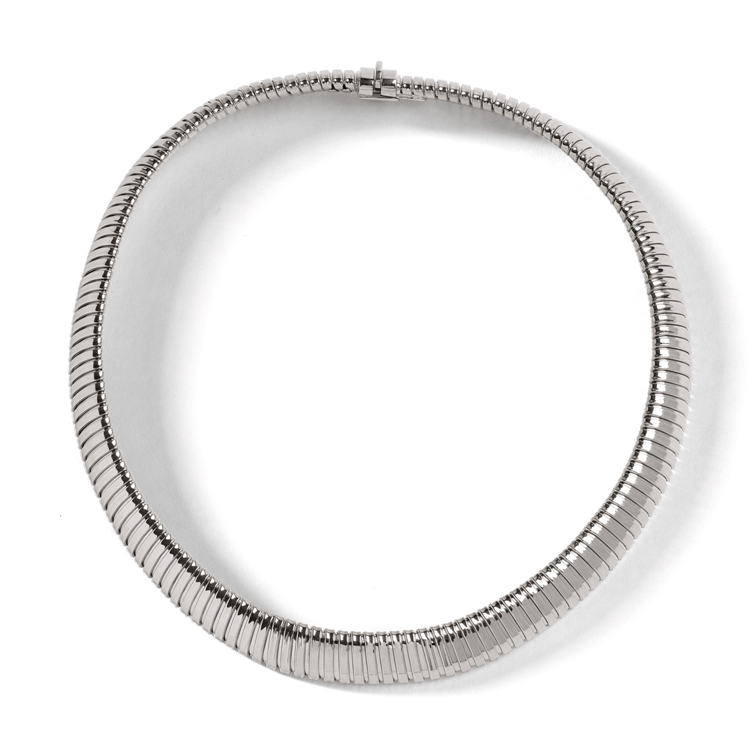 18k White Gold 12mm Woven Cobra Necklace