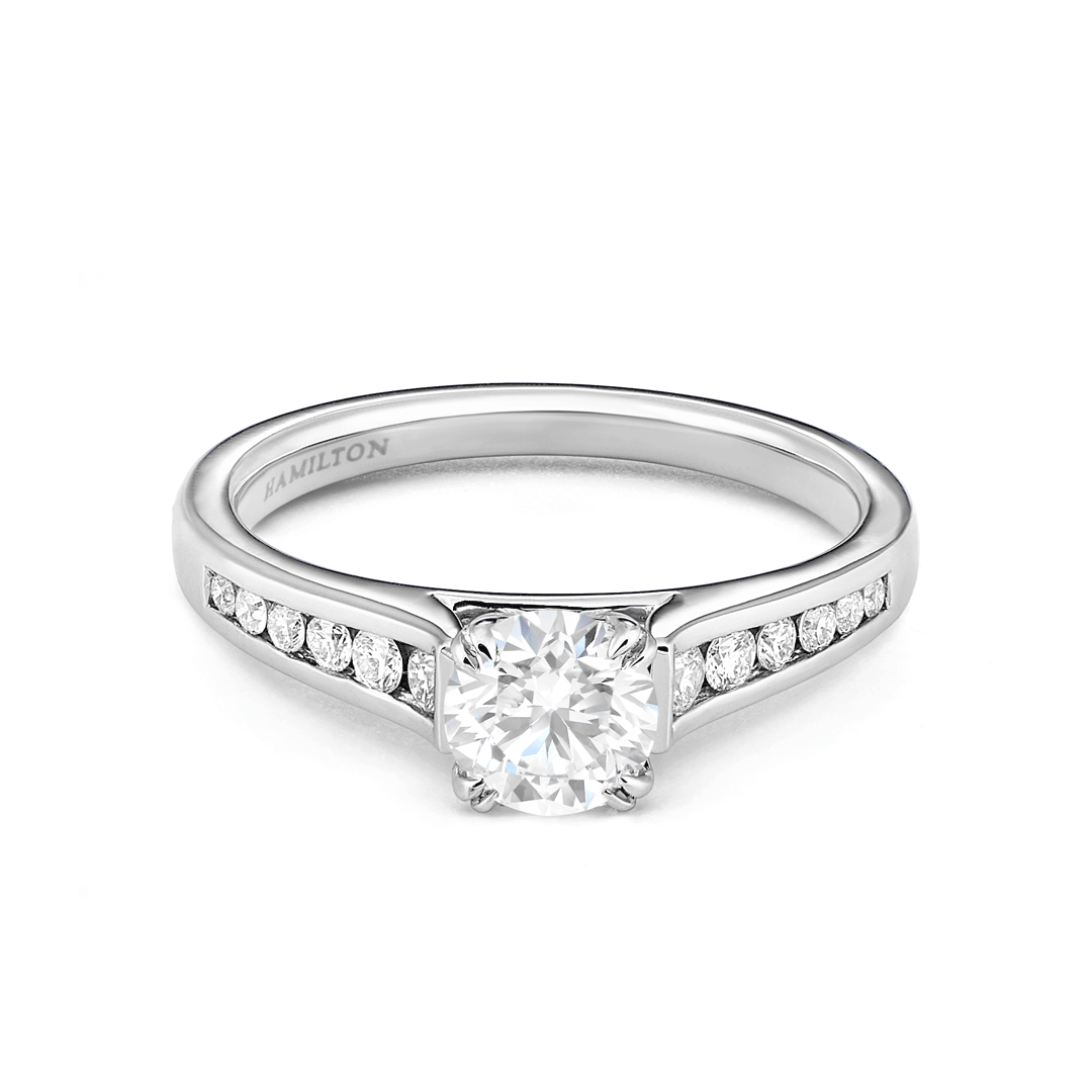 Cherish 18k White Gold Channel-Set Cushion Ring