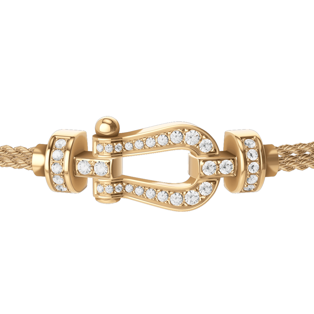 FRED 18k Yellow Gold Link Cable Bracelet with 18k Diamond Buckle ,Exclusively at Hamilton Jewelers