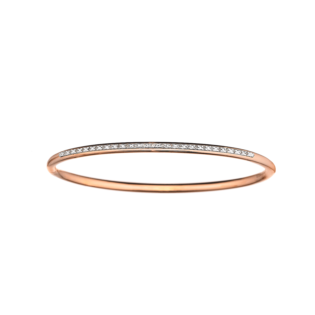 Steel and Rose Gold Plated Diamond Bangle