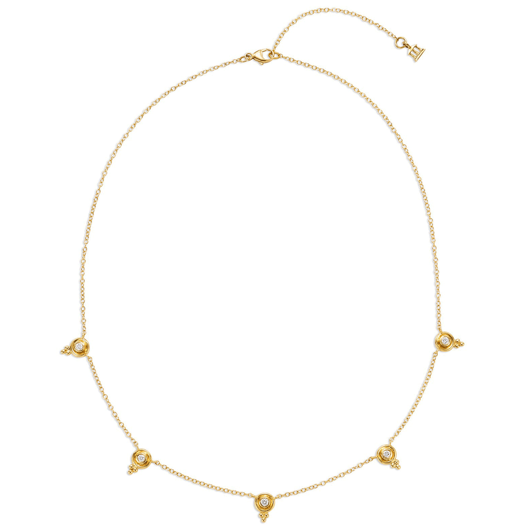 Temple St. Clair 18k Yellow Gold Five Diamond Temple Necklace