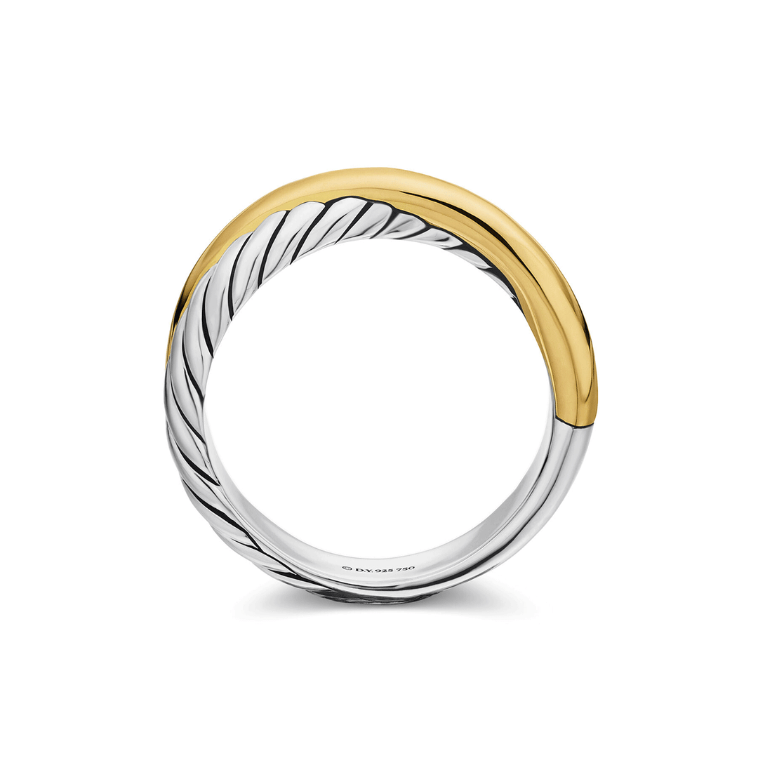 David Yurman Crossover Band Ring Sterling Silver with 18K Yellow Gold, 5.3mm