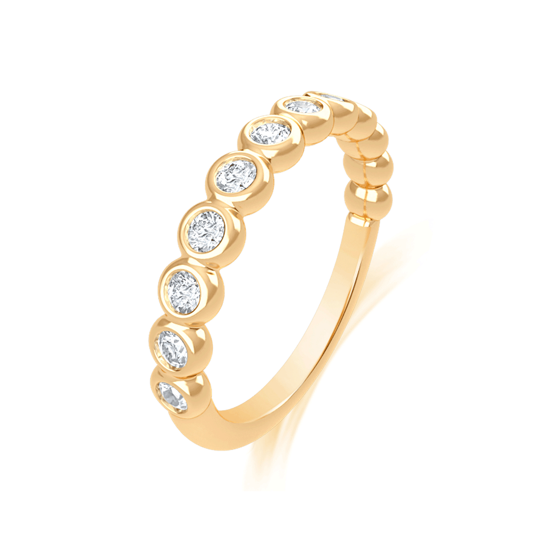 18k Yellow Gold and .41 Total Weight Round Diamond Bezel Band