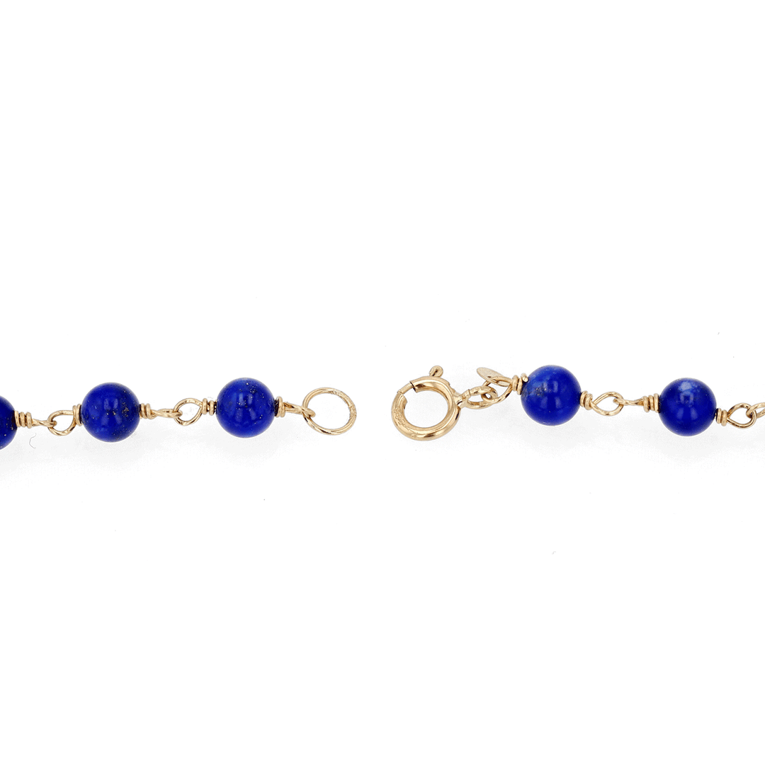14k Yellow Gold and Lapis Lazuli Beads Necklace