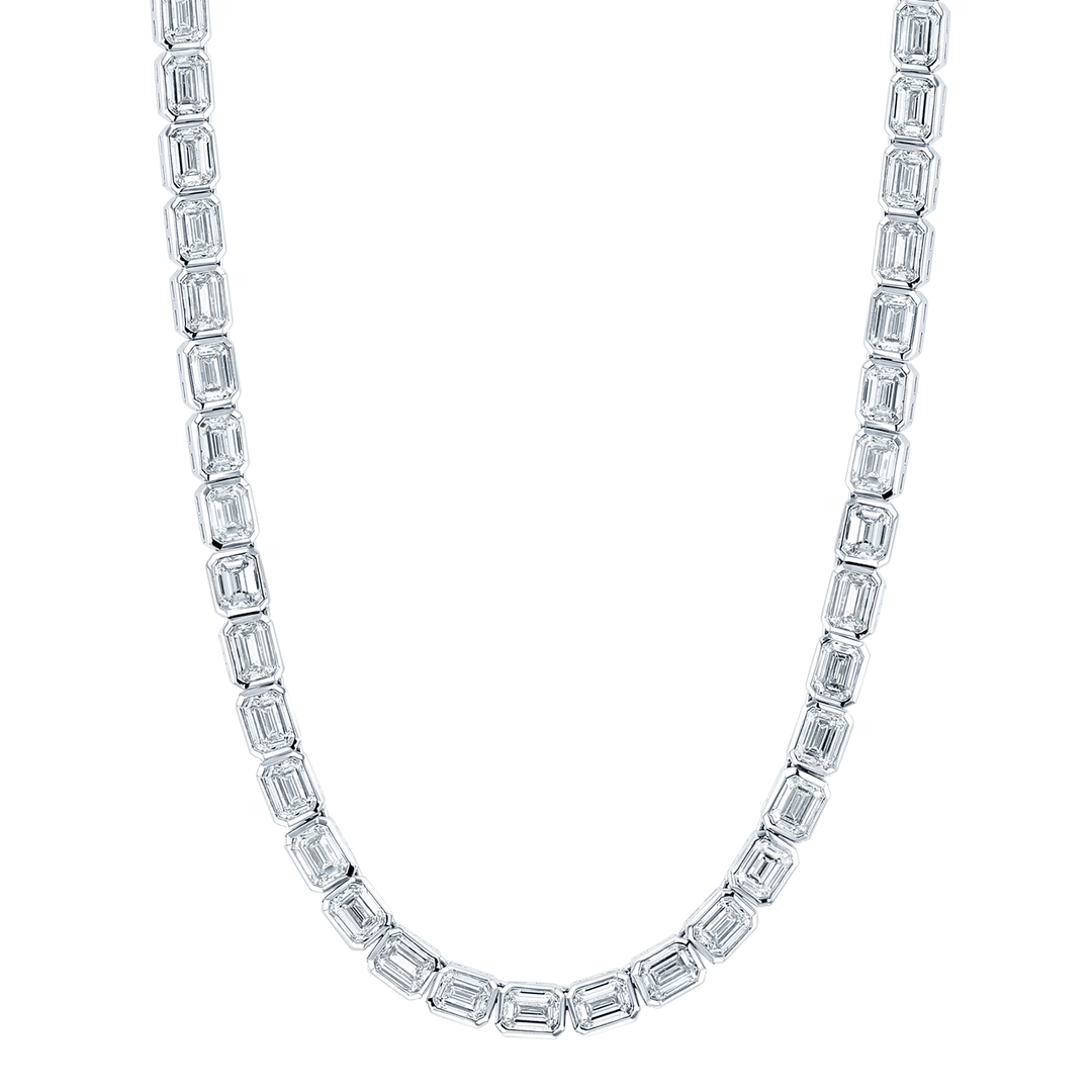18k Gold and Diamond 16.73 Total Weight Bezel Necklace