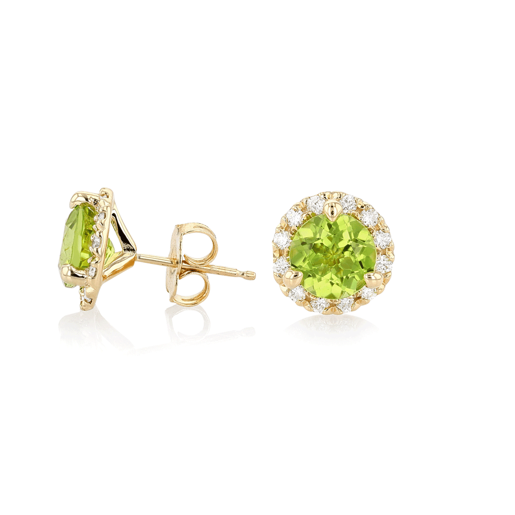 Hamilton Lisette Collection 14k Yellow Gold and 2.50 Total Weight Peridot Diamond Studs