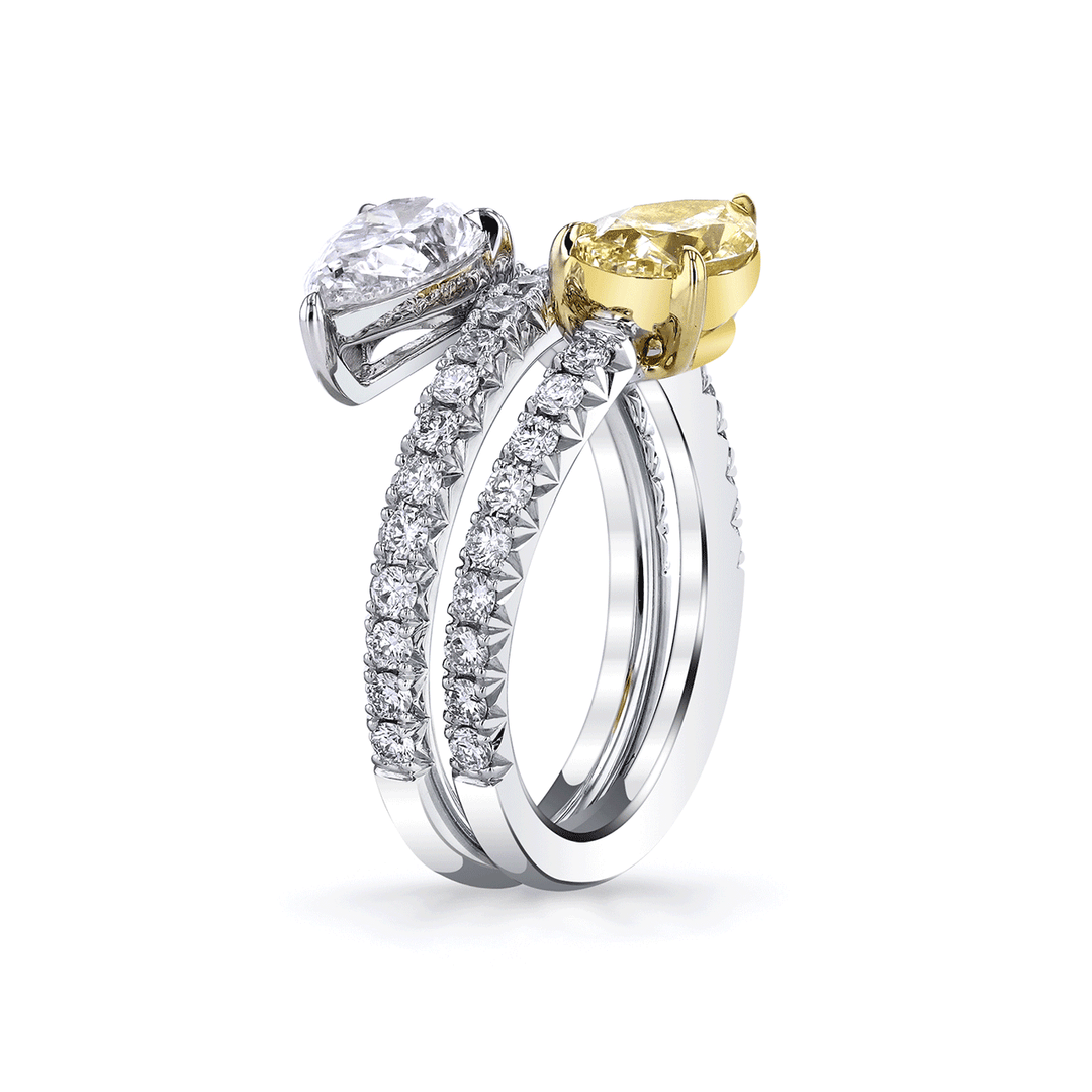 Platinum and Pear Shape Diamond 2.10 Total Weight Ring