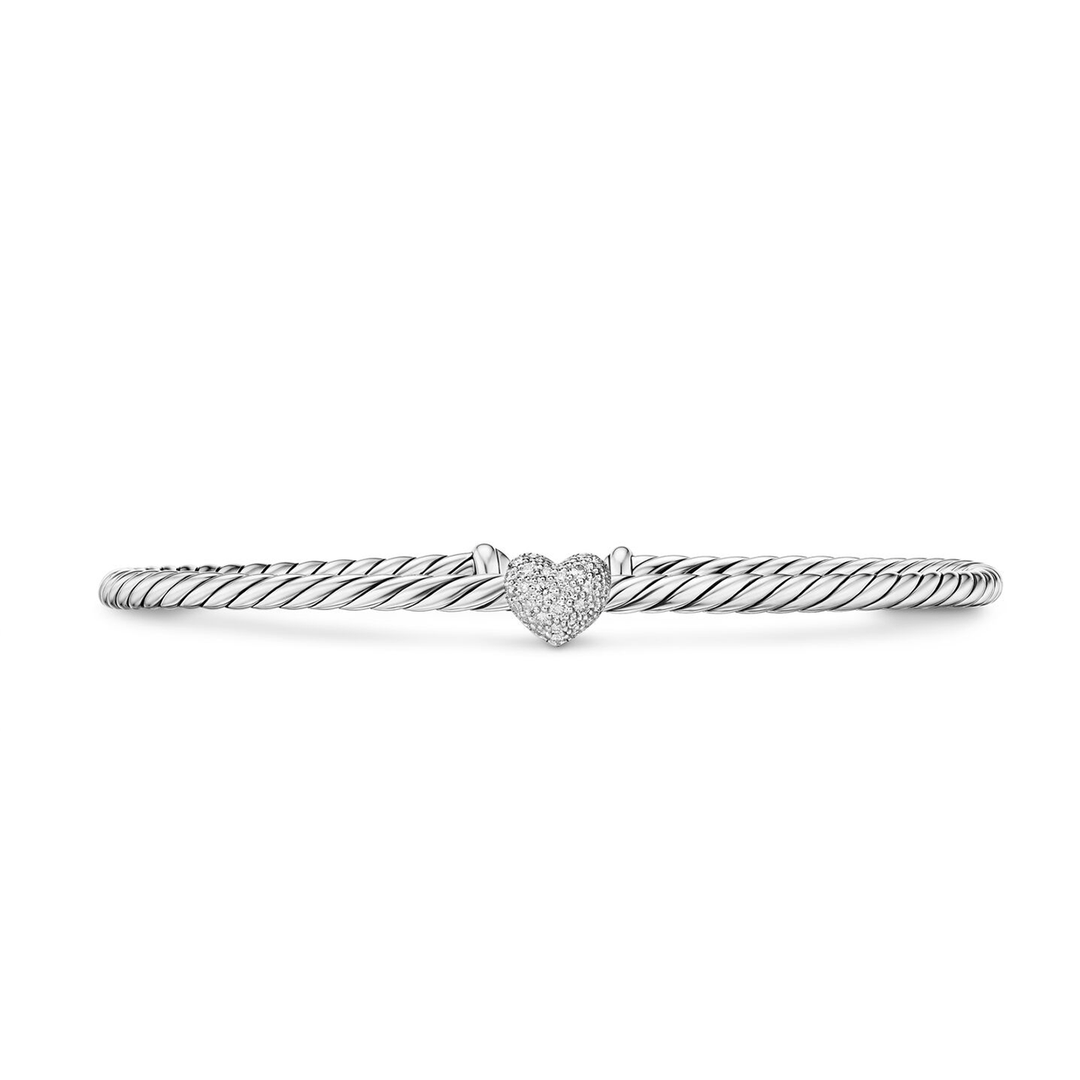 David Yurman Micro Cable Flex® Heart Station Bracelet Medium