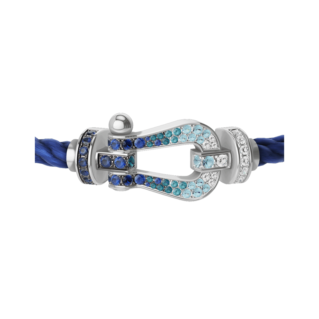 Fred FORCE 10 Indigo Blue Cable with 18k White Gold diamond paved and colored gem stones LG Buckle, Exclusively at Hamilton Jewelers