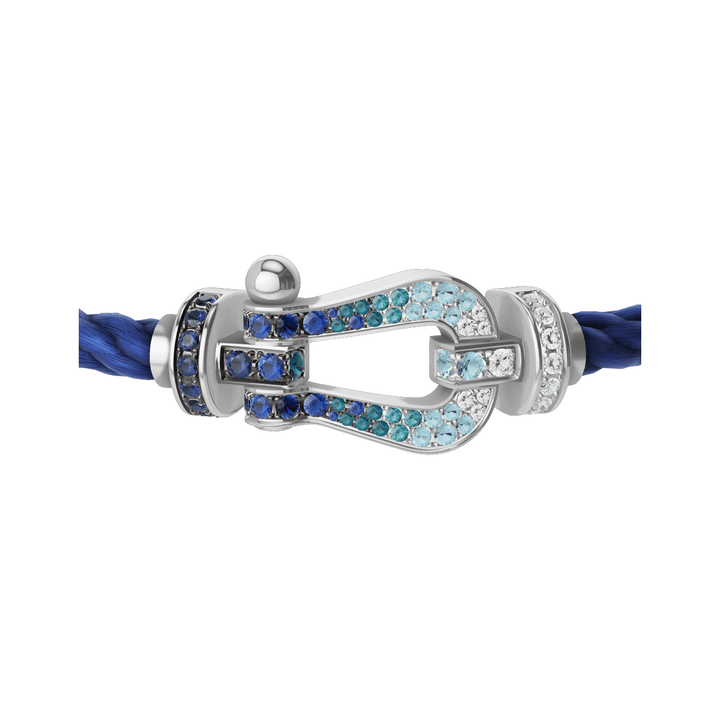 Fred FORCE 10 Indigo Blue Cable with 18k White Gold diamond paved and colored gem stones LG Buckle, Exclusively at Hamilton Jewelers