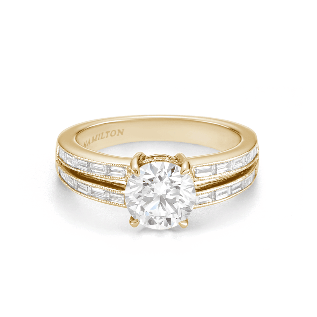Hamilton 1912 Collection 18k Yellow Gold and 0.46 Total Weight Diamond Engagement Mounting Ring