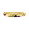 14k Yellow Gold and Multi Colored Gemstone Bangle