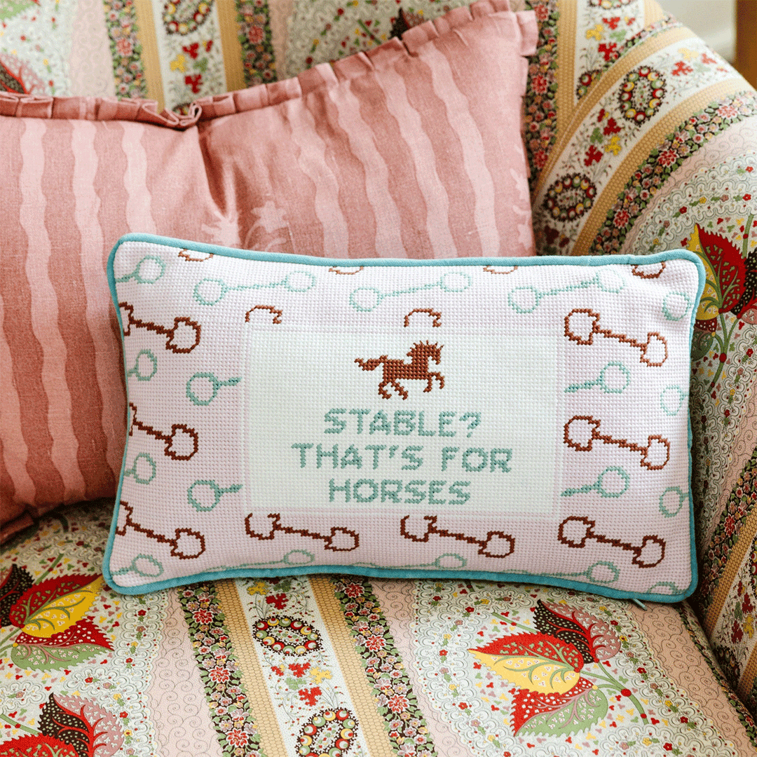 Stable Needlepoint pillow