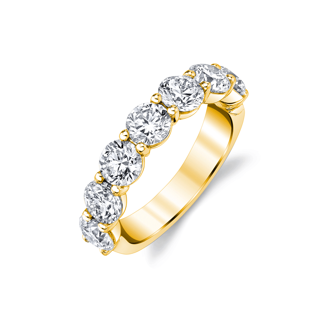 18k Yellow Gold and 1.74 Total Weight Diamond Seven Stone Band
