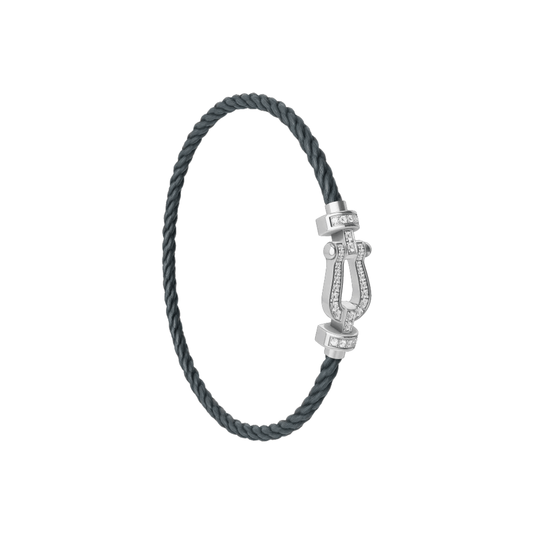 FRED Storm Grey Cord Bracelet with 18k White Diamond MD Buckle, Exclusively at Hamilton Jewelers
