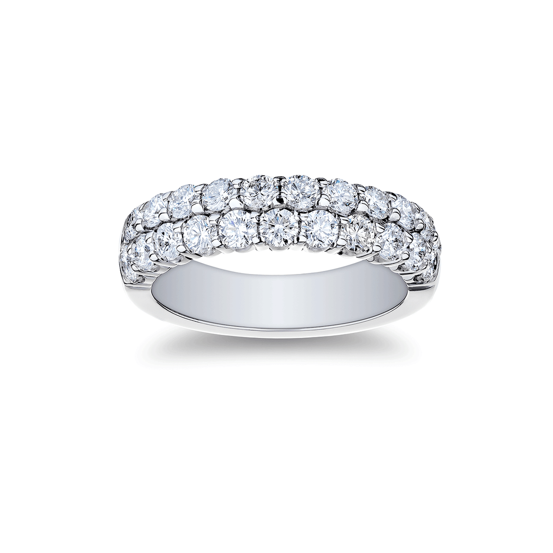 18k White Gold and 1.54 Total Weight Diamond Two Row Band