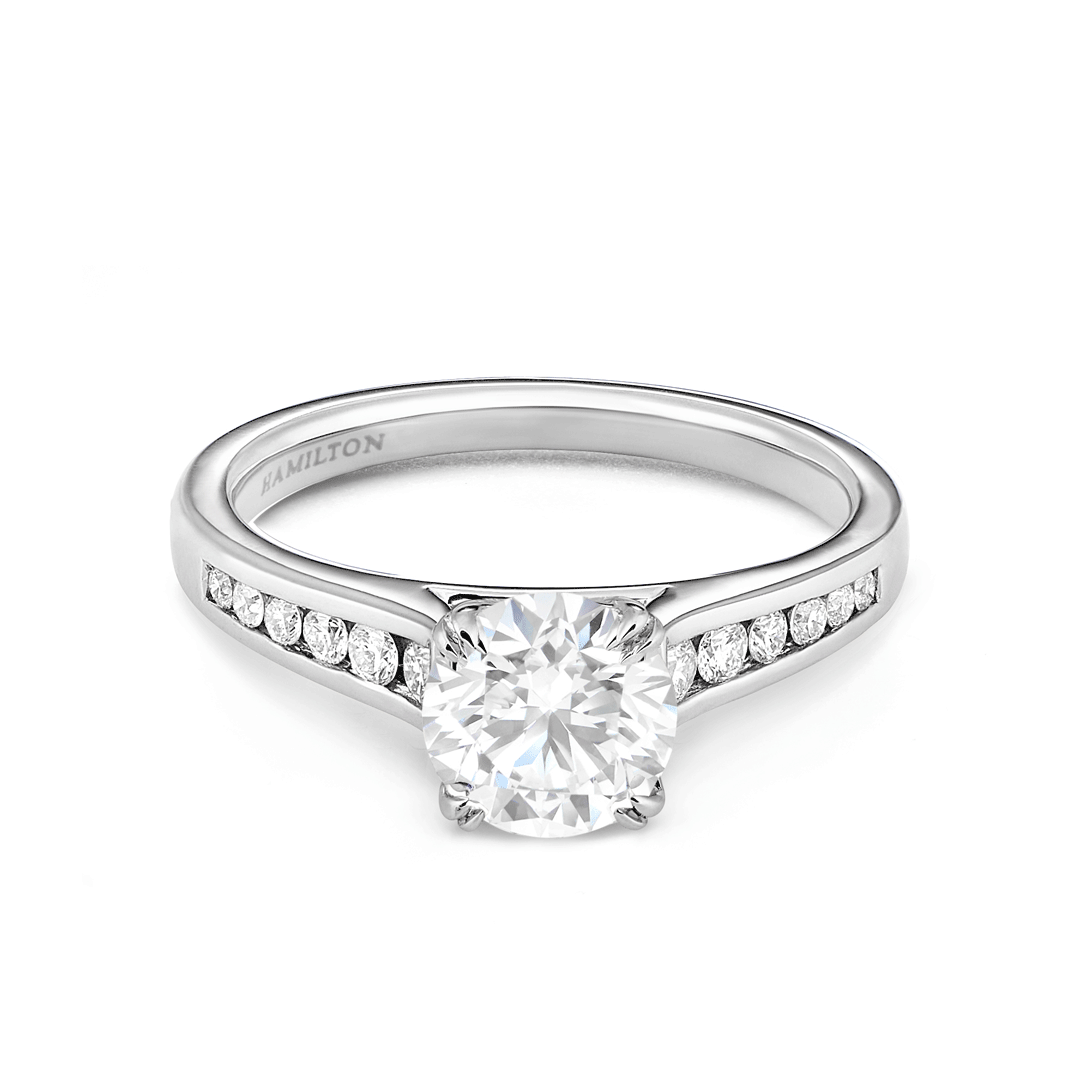 Hamilton Cherish Collection 18k White Gold  and 0.75 Total Weight Diamond Channel Set Engagement Ring