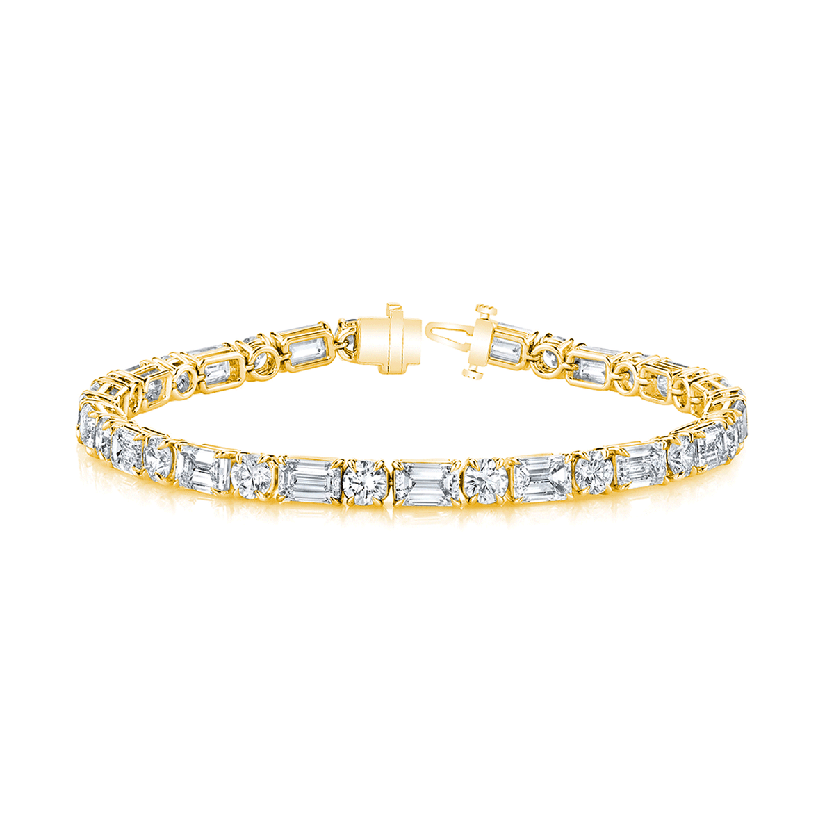 18k Yellow Gold and 6.91 Total Weight Emerald Cut Diamond Bracelet