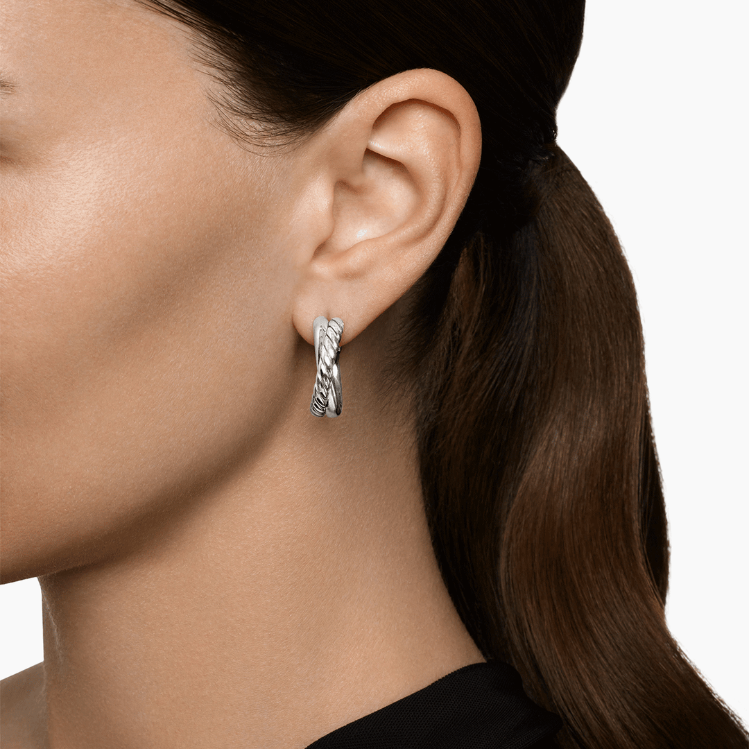 David Yurman Crossover Hoop Earrings Sterling Silver, 22.3mm