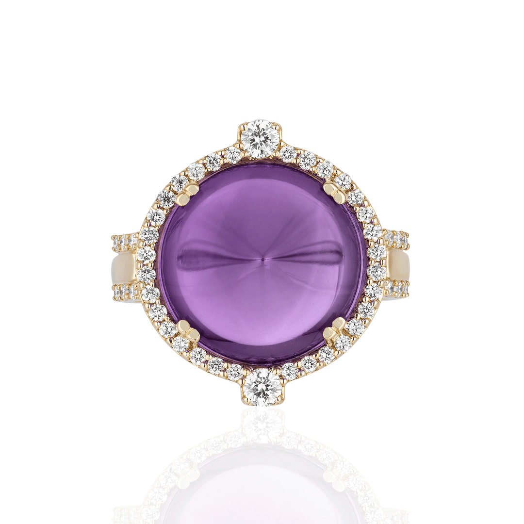 Goshwara Rock and Roll 18k Yellow Gold Amethyst and Diamond Ring