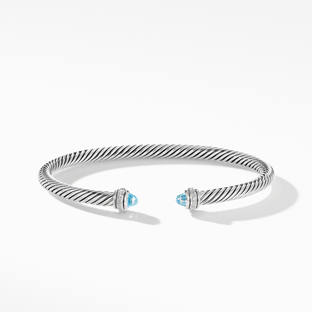 David Yurman Cable Classic Bracelet with Blue Topaz and Diamonds