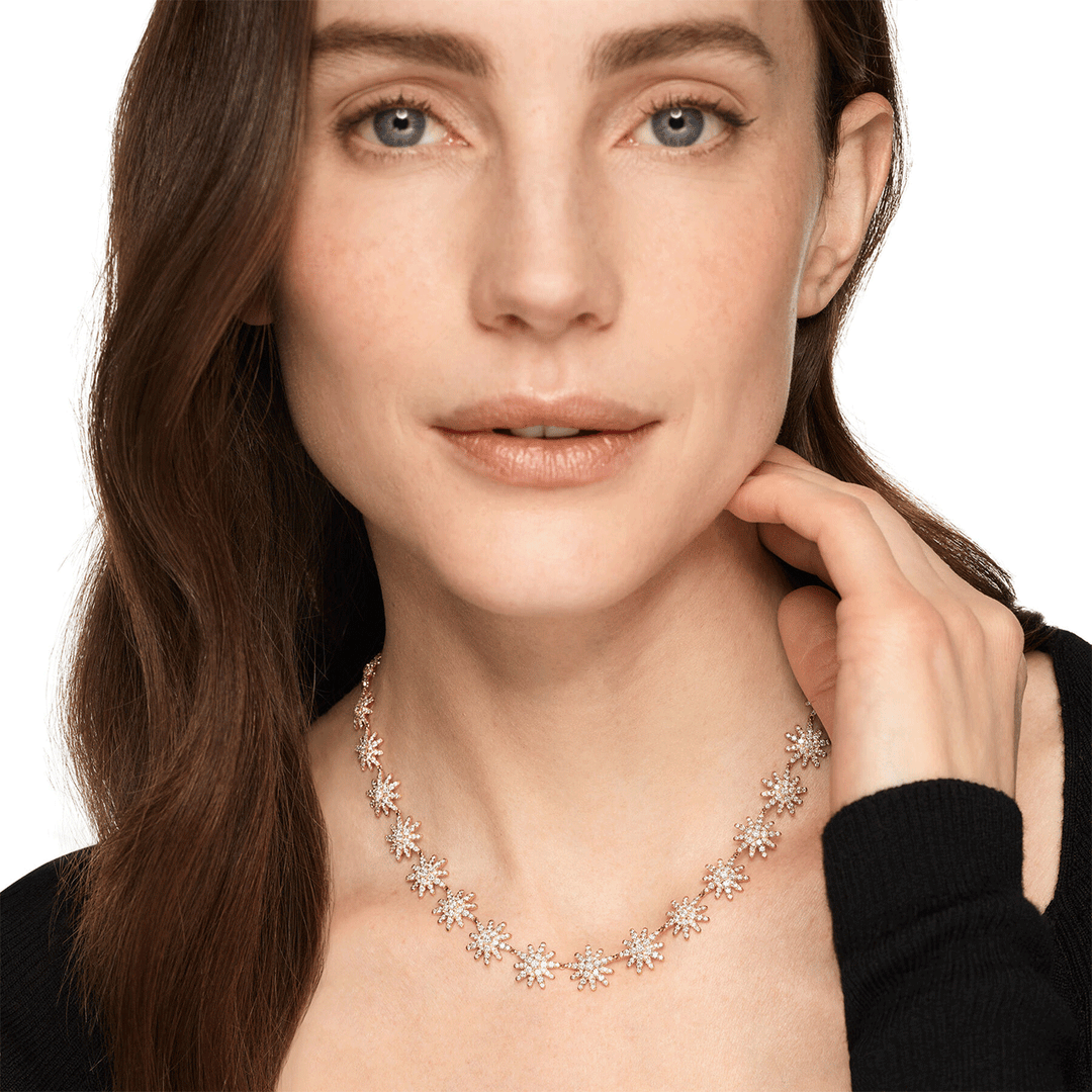 David Yurman Starburst Tennis Necklace 18K Yellow Gold with Diamonds, 12.5mm