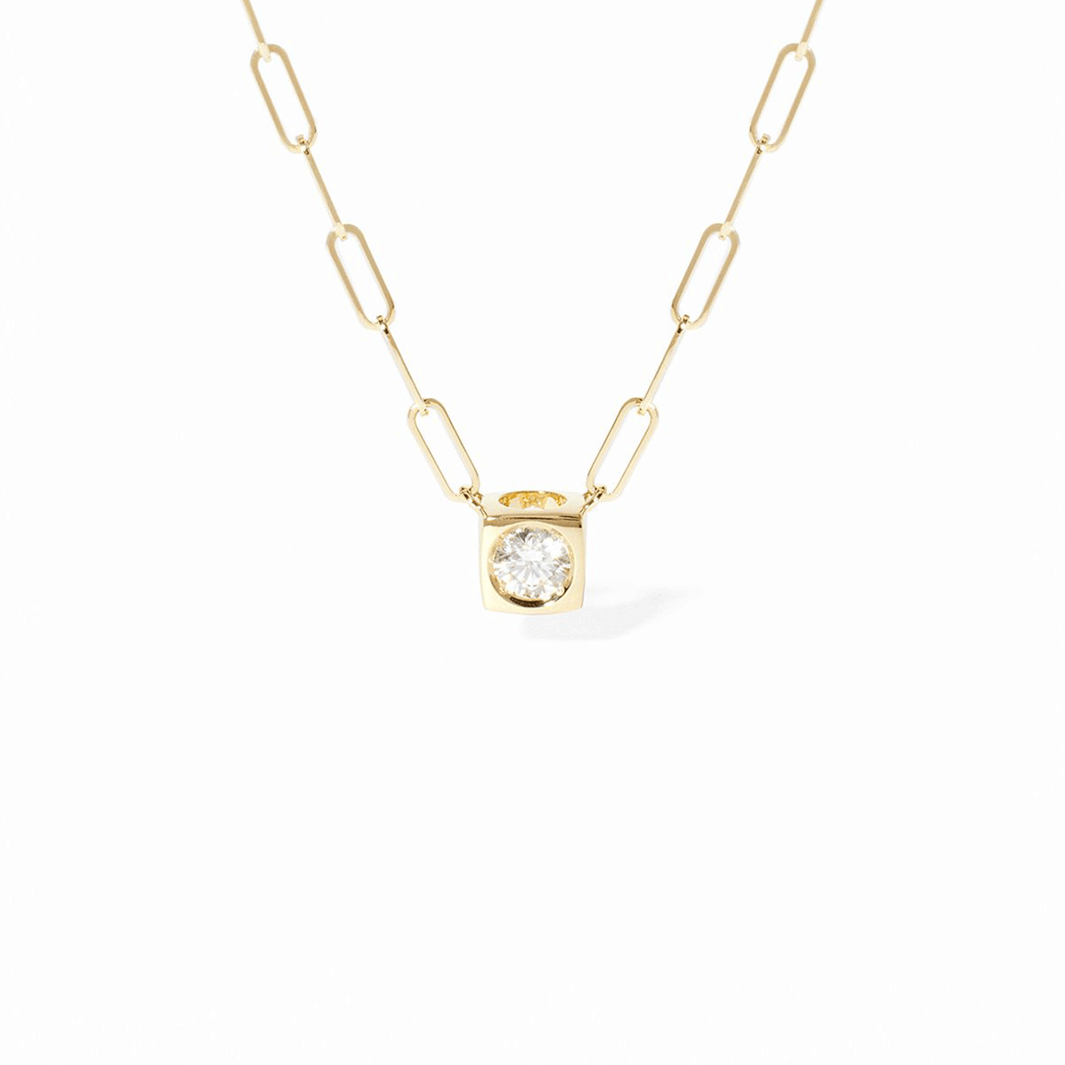Dinh Van Le Cube Diamond 18k Yellow Gold Large Chain Necklace