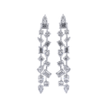 18k White Gold and 8.98 Total Weight Mix Shape Diamond Dangling Earrings