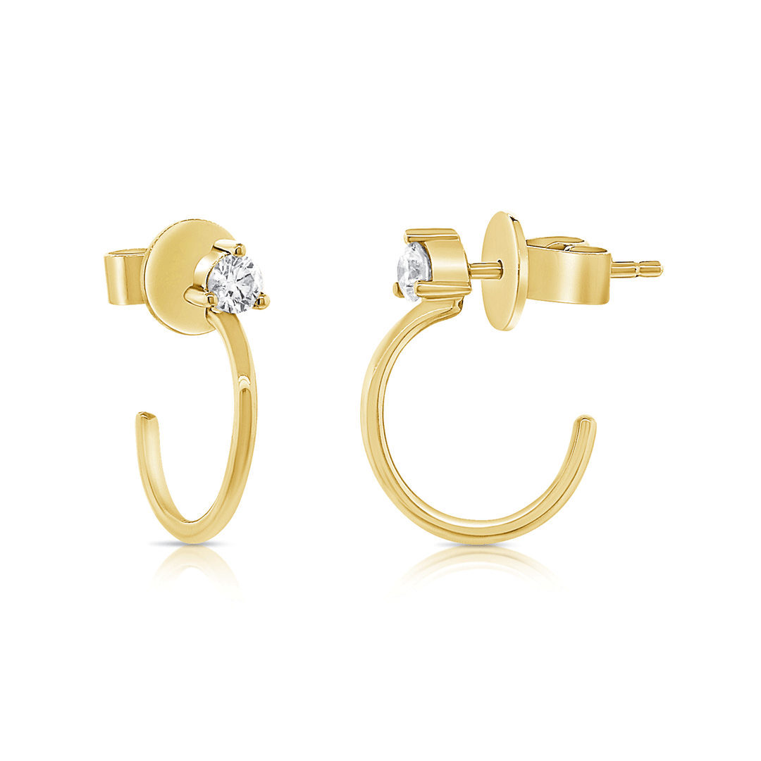 14k Yellow Gold and Diamond .18 Total Weight Wire Hoops