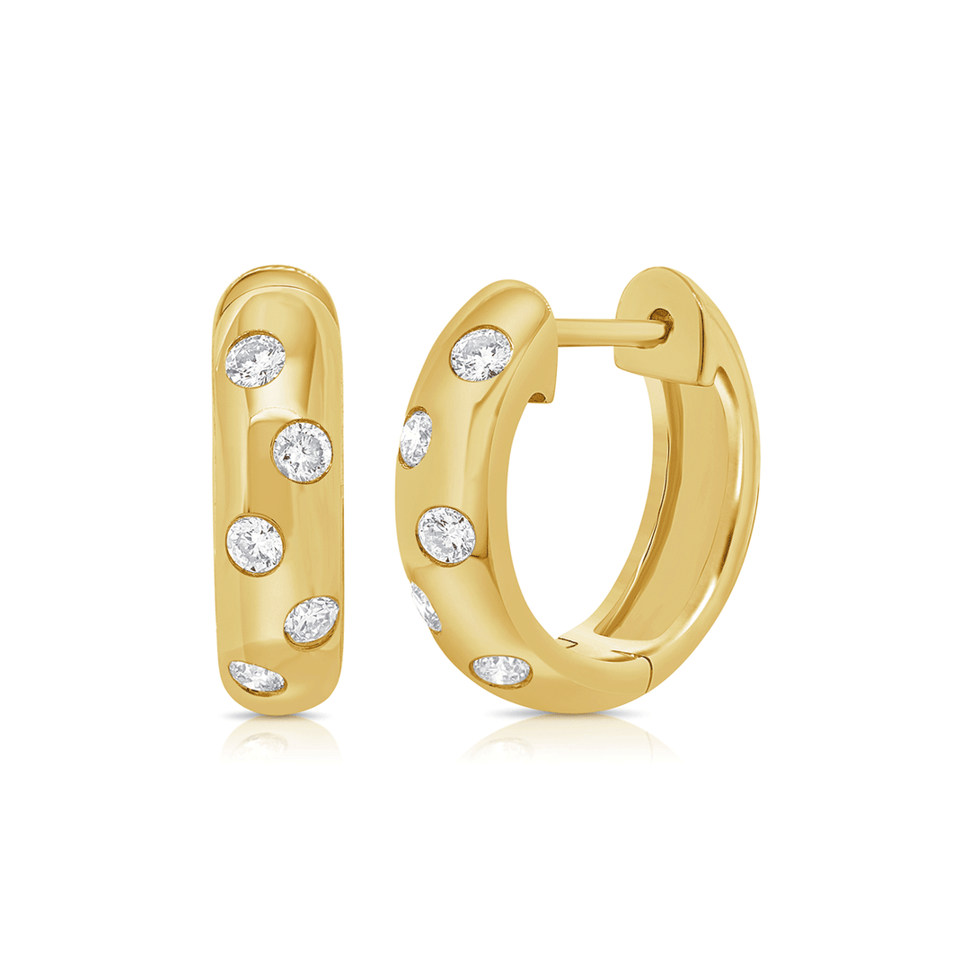 14k Yellow Gold and 0.23 Total Weight Diamond Huggies