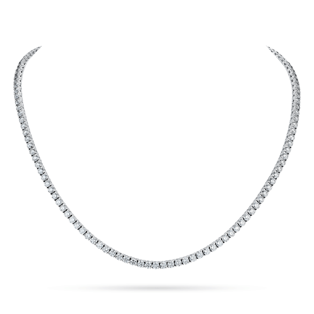 Classic 18k White Gold and 6.55 Total Weight Diamond Line Necklace