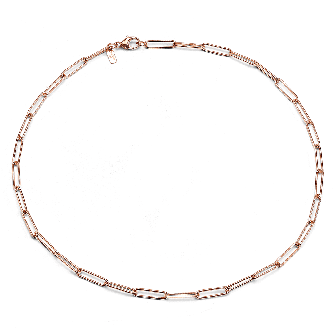 Hamilton Collection 14k Rose Recyled Gold Medium 3.8mm Long Link Chain 16 Inch Necklace