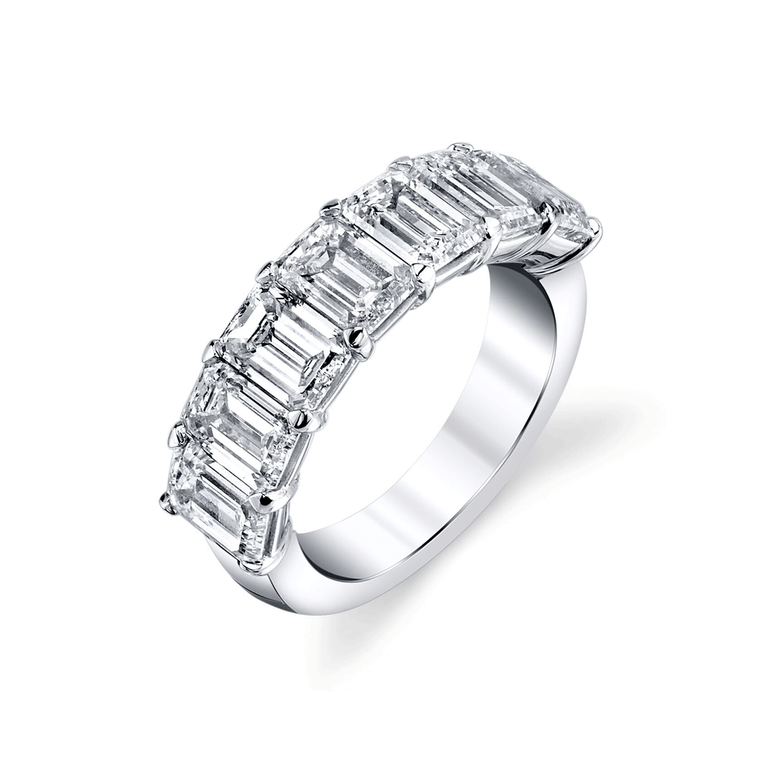 Platinum and 2.30 Total Weight Emerald Cut Diamond Seven Stone Band