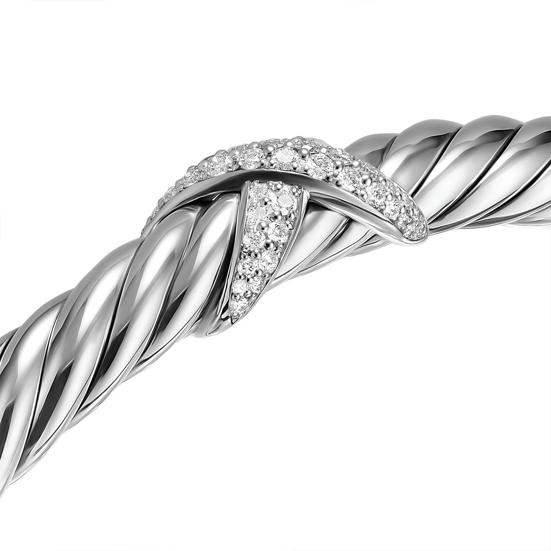 David Yurman Cable Flex X Bracelet Sterling Silver with Diamonds, 6mm