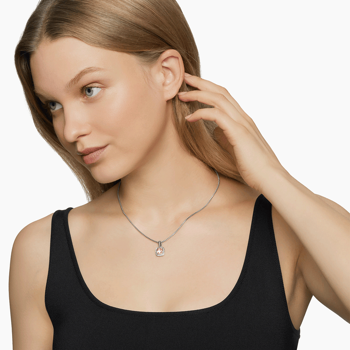 David Yurman Petite Albion Pendant Necklace with Morganite and Pavé Diamonds