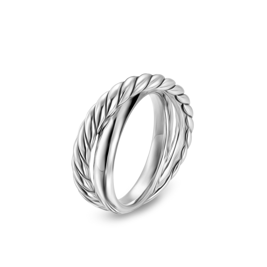 David Yurman Crossover Two Row Ring Sterling Silver, 7.4mm