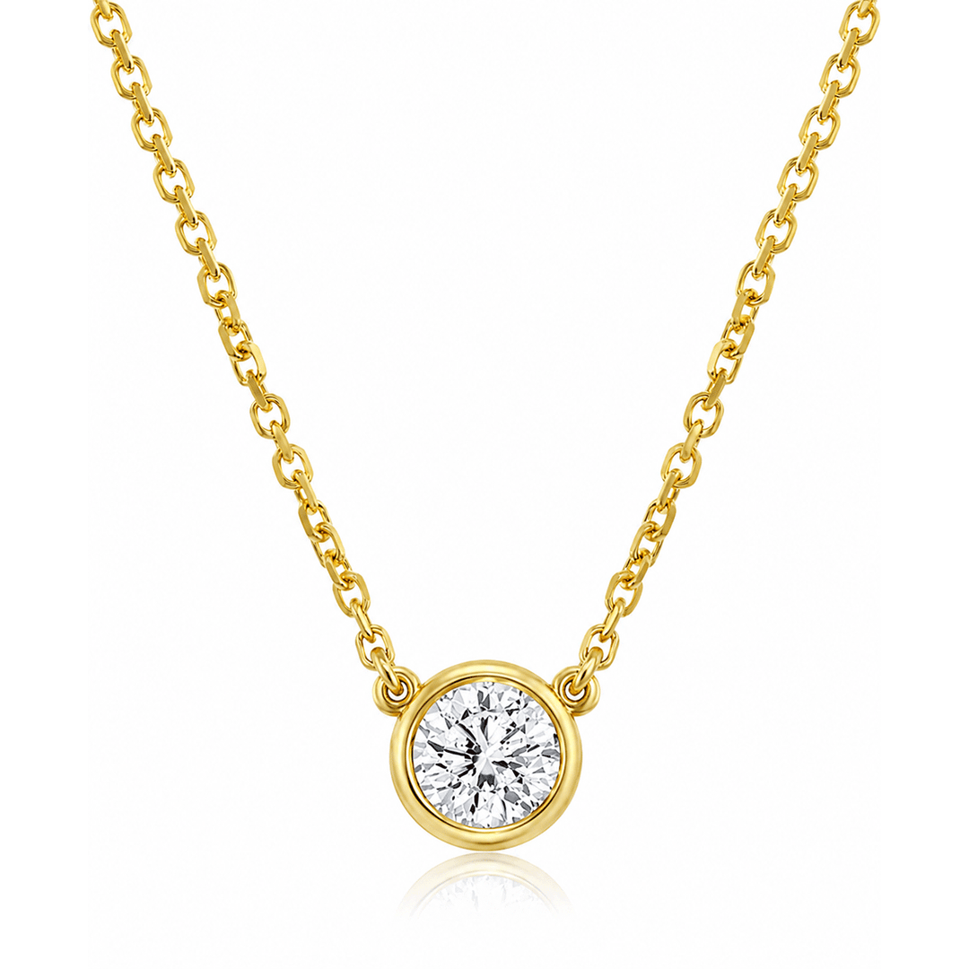 14k Yellow Gold and .25 Total Weight Diamond Solitaire Necklace