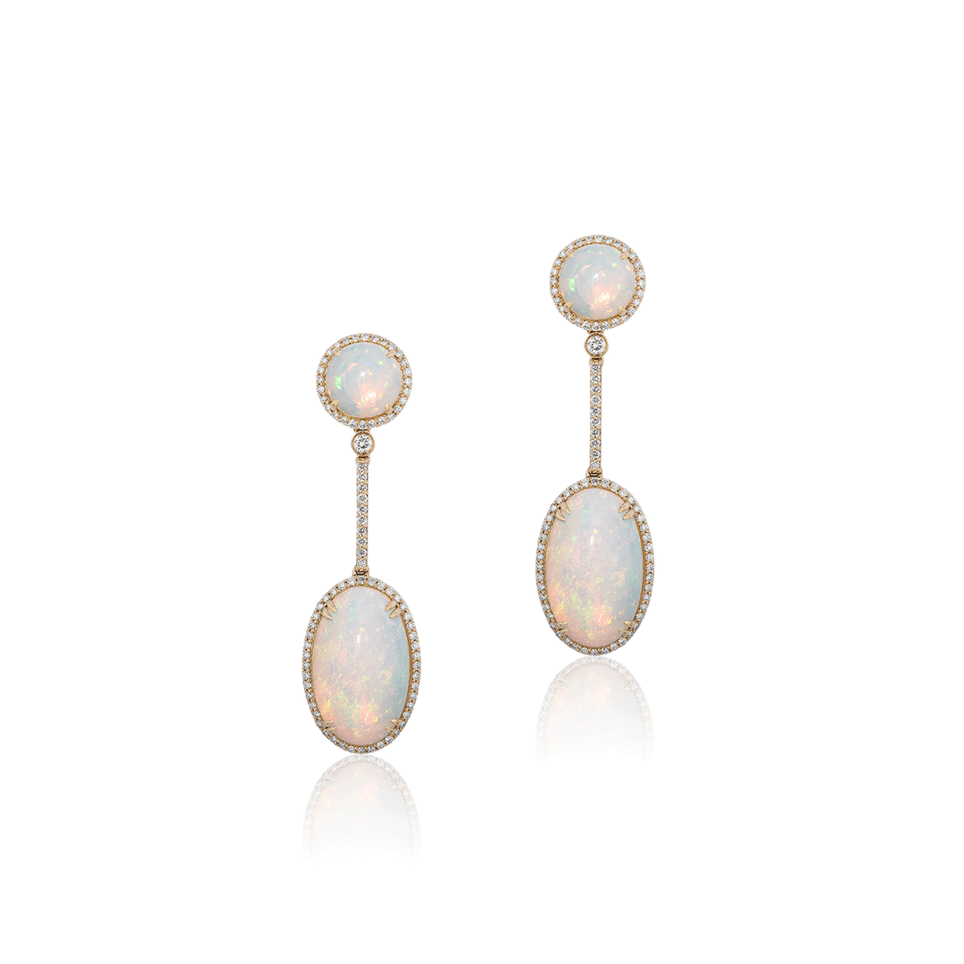 Goshwara G-One 18k Yellow Gold and Opal Drop Earrings