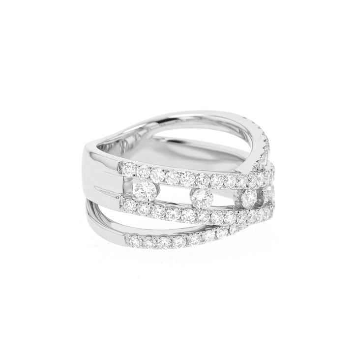 Charles Krypell 18k White Gold and 1.30 Total Weight Diamond Cross Ring