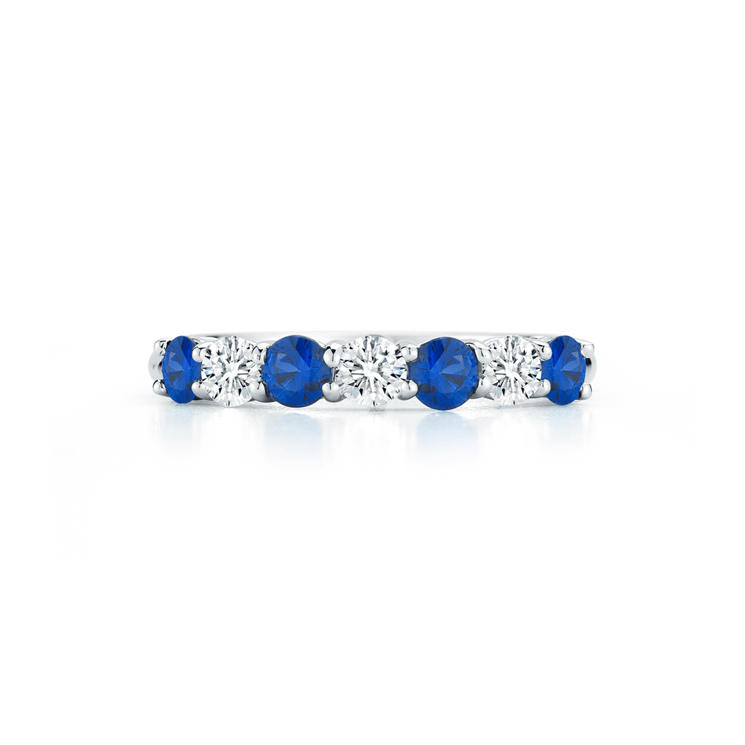 Platinum Alternating Sapphire .72 Total Weight and Diamond Band