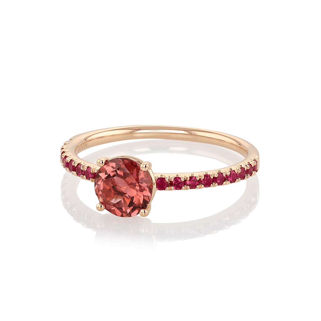 Hamilton Facets Collection 18k Rose Gold Pink Tourmaline and Ruby Ring