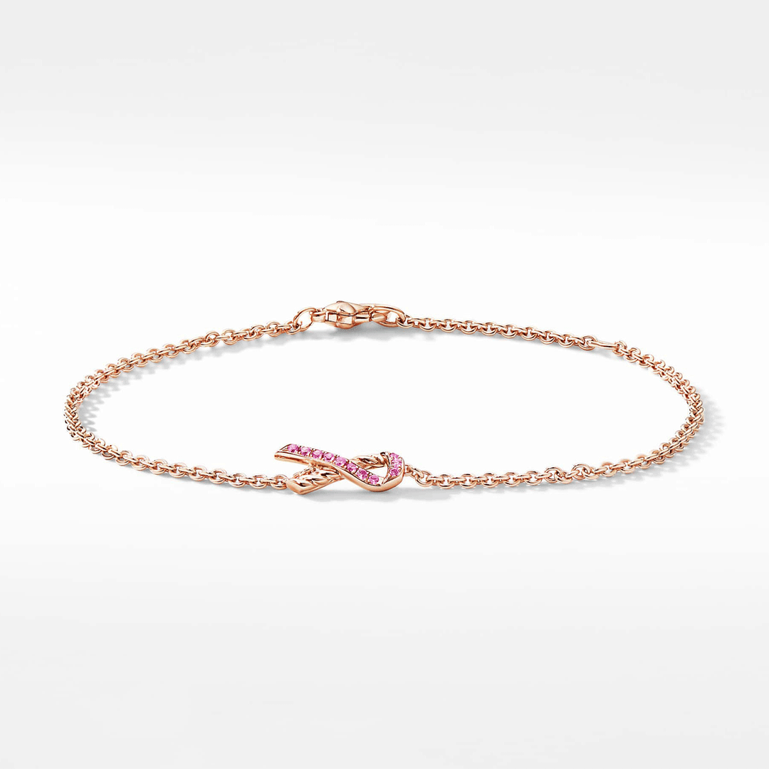 David Yurman x BCRF Cable Collectibles Ribbon Bracelet in 18k Rose Gold with Pavé Pink Sapphires