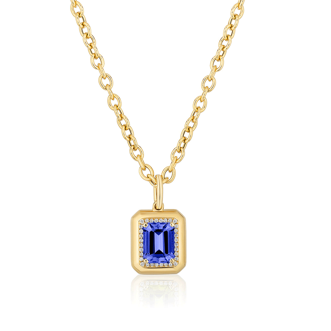 Goshwara Classics 18k Yellow Gold and Emerald Cut Tanzanite Pendant