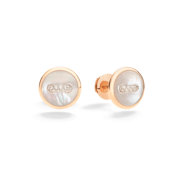 Pom Pom Dot 18k Rose Gold Mother Of Pearl Diamond Earrings