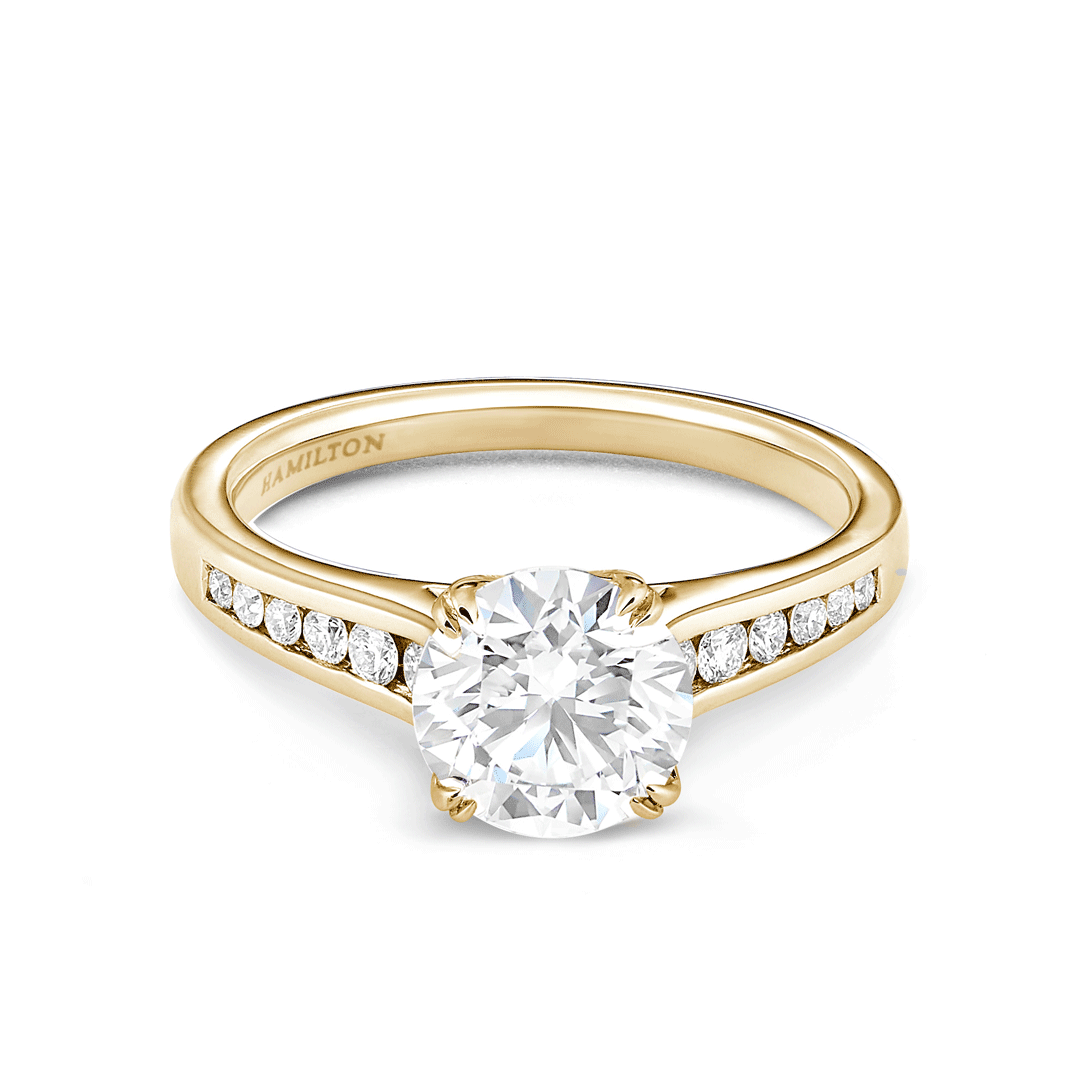 Hamilton Cherish Collection 18k Yellow Gold and 0.21 Total Weight Diamond Channel Set Mounting Ring
