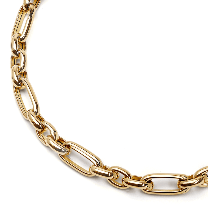 18k Yellow Gold 16 Inch Long Short Oval Link Necklace