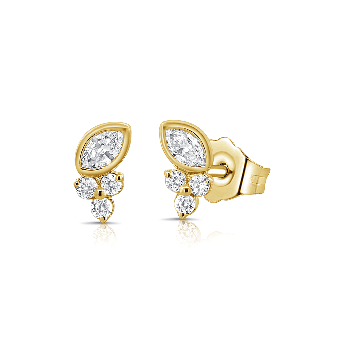 14k Yellow Gold and 0.27 Total Weight Diamond Studs